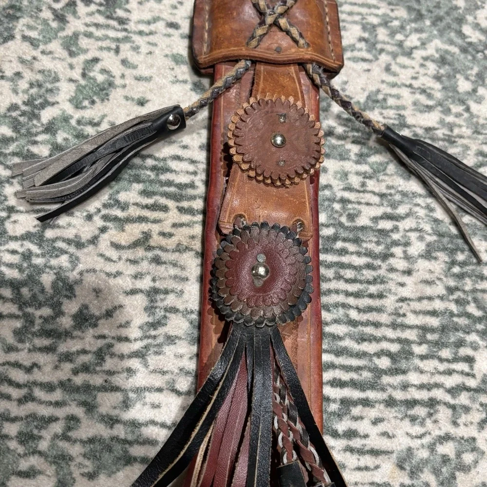 Vintage Montero Honduras Machete w/ Leather Sheath & Decorative Tassels